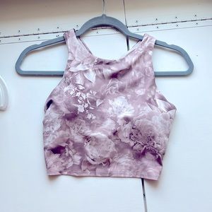 Rose patter PINK ATHLETA BUILT IN BRA CROPPED TANK